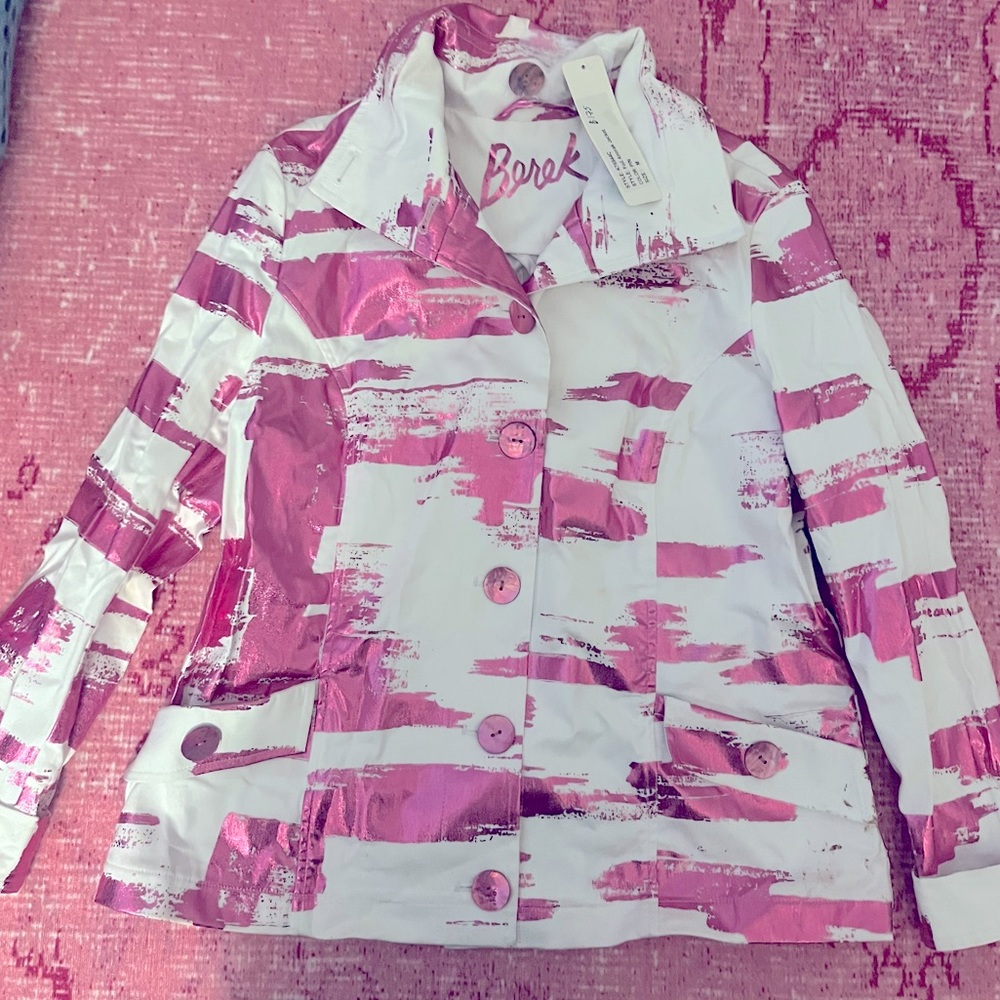 Brand new with tags white & pink foil detailed jacket XS/S